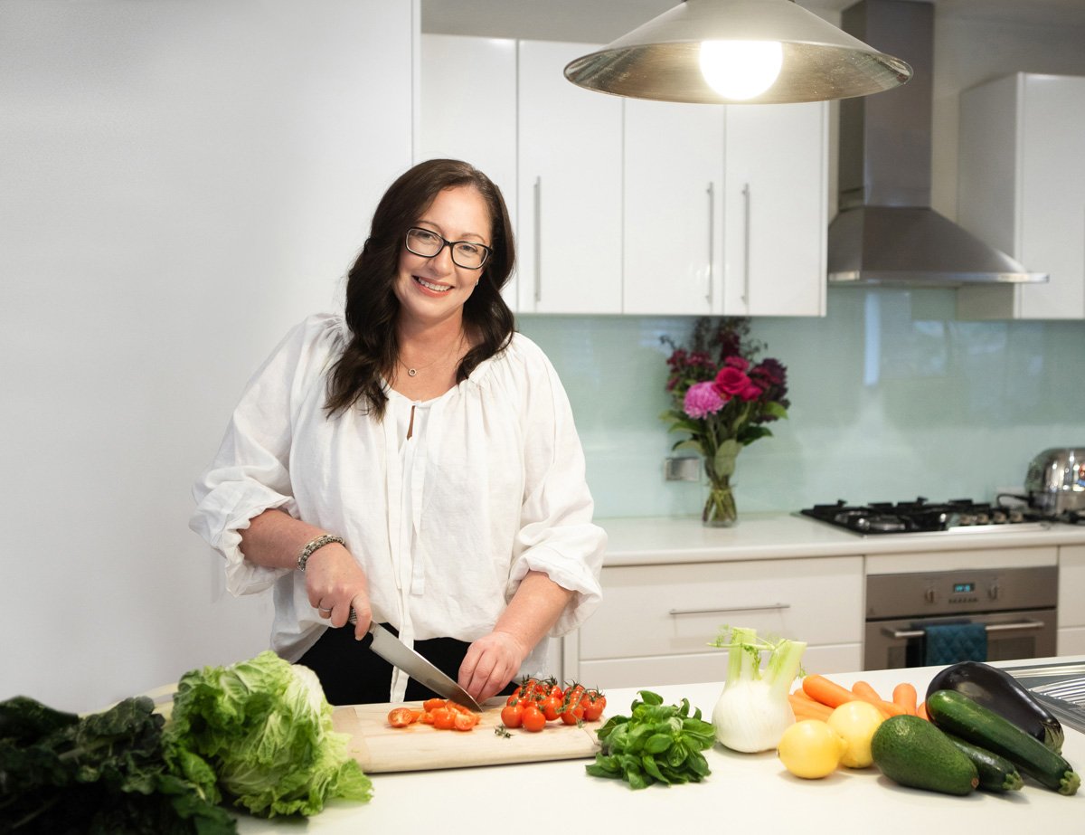 personal branding photography images of Kim caruk cooking healthy food on central coast.